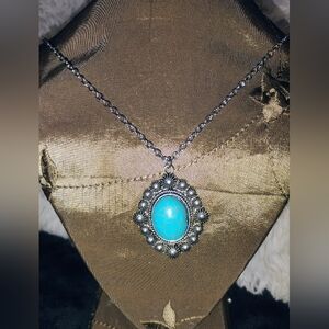 Silver and Turquoise Pendant Necklace